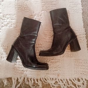vtg chunky black leather boots